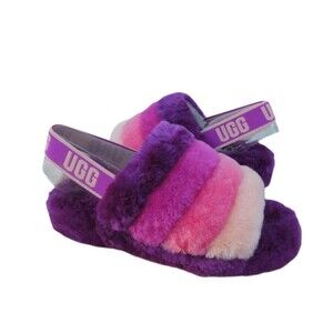 UGG BERRYLICIOUS MULTI FLUFF YEAH SLIDE SHEEPSKIN SLIPPERS Size 6